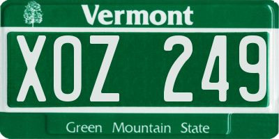 VT license plate XOZ249