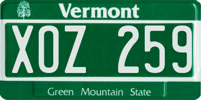 VT license plate XOZ259