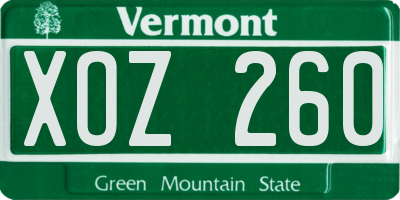 VT license plate XOZ260