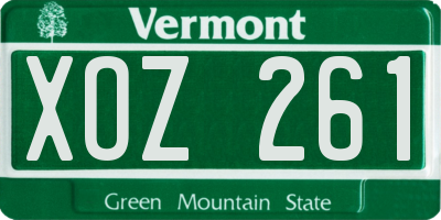 VT license plate XOZ261