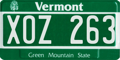 VT license plate XOZ263