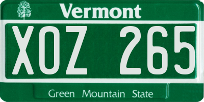 VT license plate XOZ265