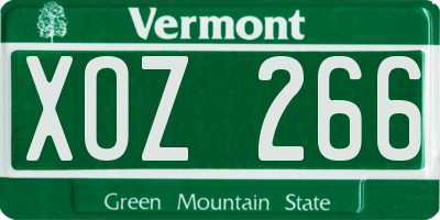 VT license plate XOZ266
