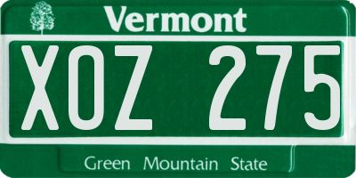 VT license plate XOZ275