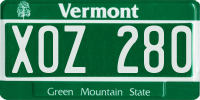 VT license plate XOZ280