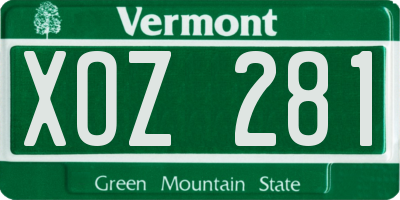 VT license plate XOZ281