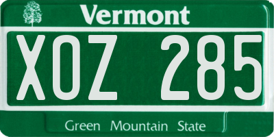 VT license plate XOZ285