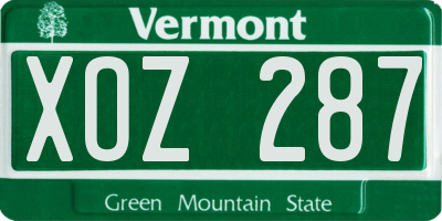 VT license plate XOZ287