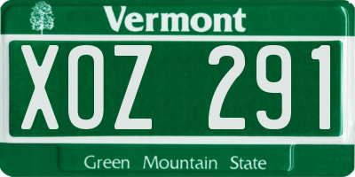 VT license plate XOZ291