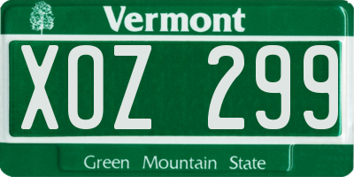 VT license plate XOZ299
