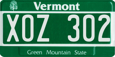 VT license plate XOZ302