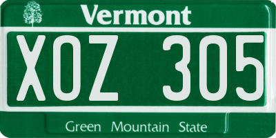 VT license plate XOZ305