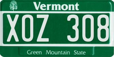 VT license plate XOZ308