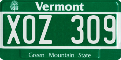 VT license plate XOZ309