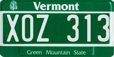 VT license plate XOZ313