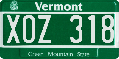 VT license plate XOZ318