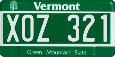 VT license plate XOZ321