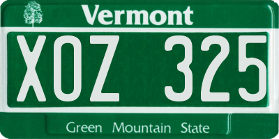 VT license plate XOZ325