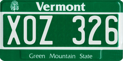 VT license plate XOZ326