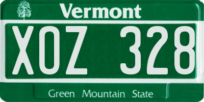 VT license plate XOZ328