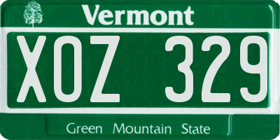 VT license plate XOZ329