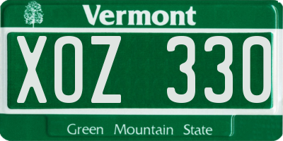 VT license plate XOZ330