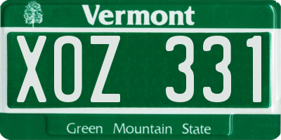 VT license plate XOZ331