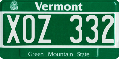 VT license plate XOZ332