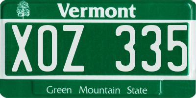 VT license plate XOZ335