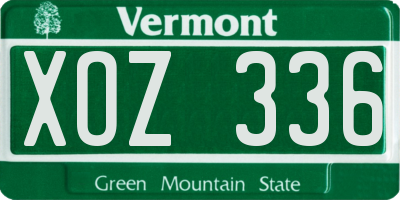 VT license plate XOZ336