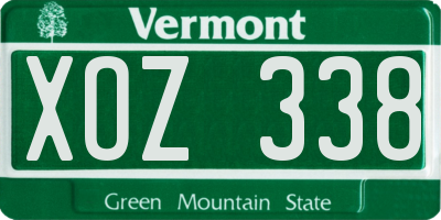 VT license plate XOZ338