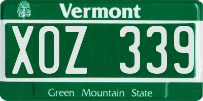 VT license plate XOZ339