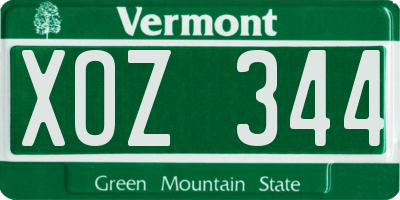 VT license plate XOZ344