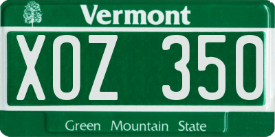VT license plate XOZ350
