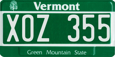 VT license plate XOZ355