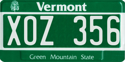 VT license plate XOZ356