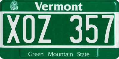 VT license plate XOZ357