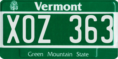 VT license plate XOZ363