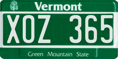 VT license plate XOZ365