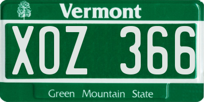 VT license plate XOZ366