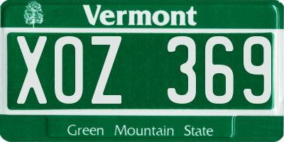 VT license plate XOZ369