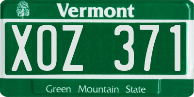 VT license plate XOZ371