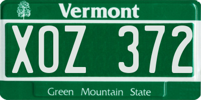 VT license plate XOZ372