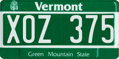 VT license plate XOZ375