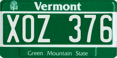 VT license plate XOZ376