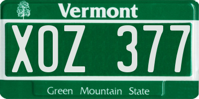 VT license plate XOZ377