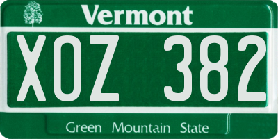 VT license plate XOZ382