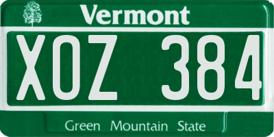 VT license plate XOZ384