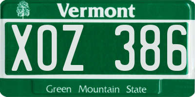 VT license plate XOZ386