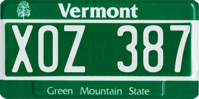 VT license plate XOZ387